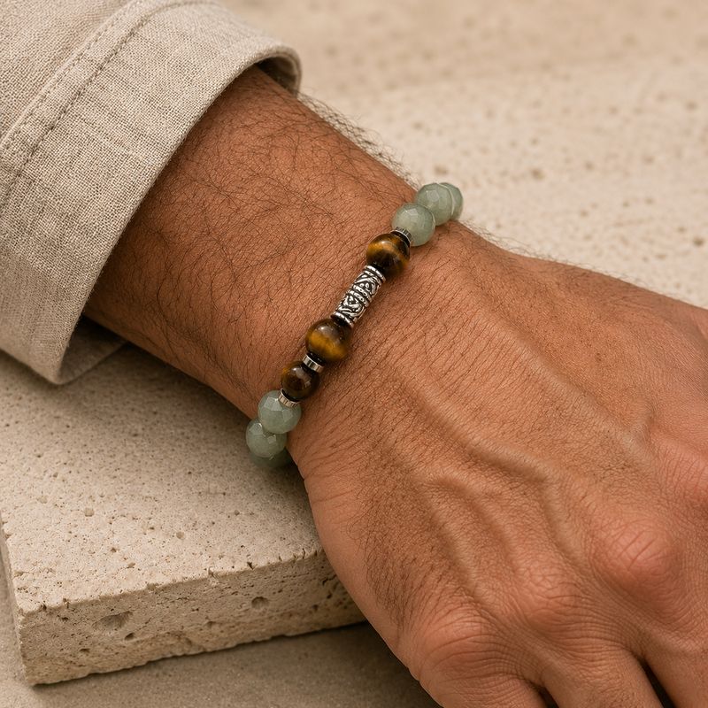 Pulsera — Prehnita y Ojo de Tigre