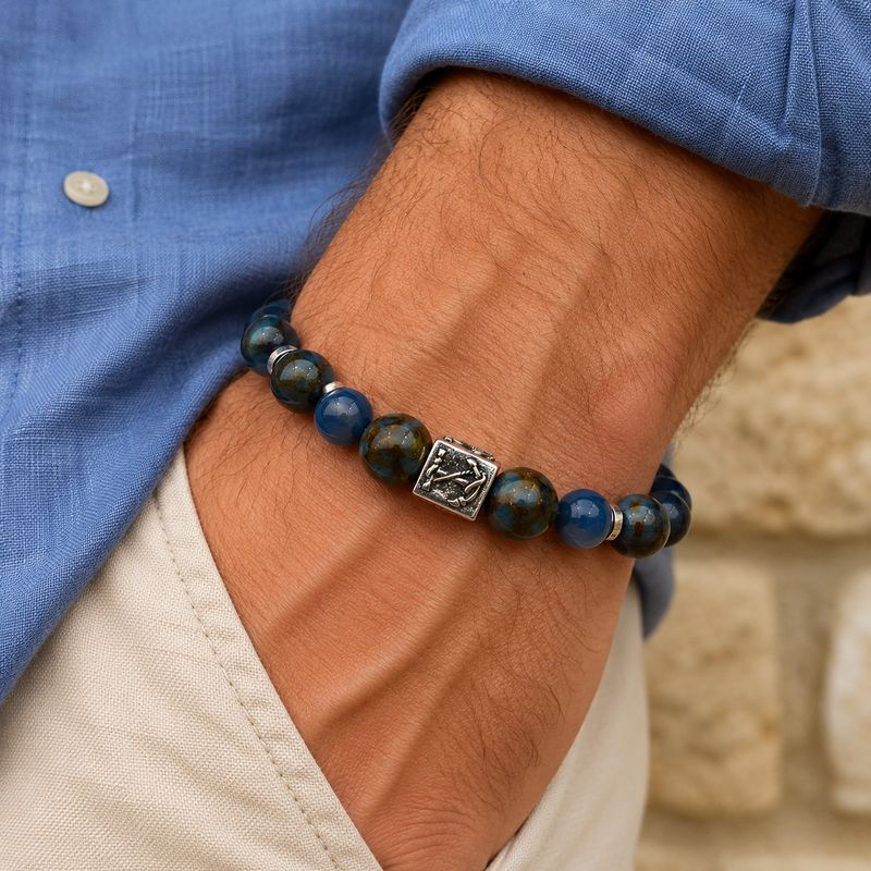 Bracelet — Blue Agate and Hawk’s Eye