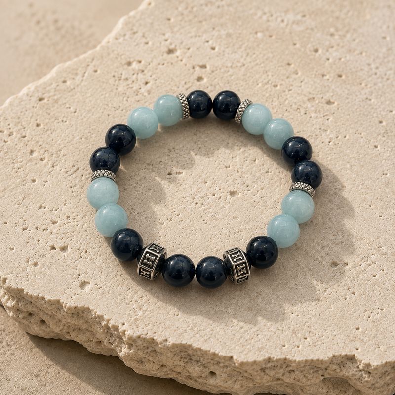 Men’s Bracelet — Aquamarine and Dumortierite