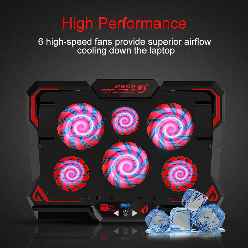 Laptop Cooling Pad- 6 Fans 3 speeds