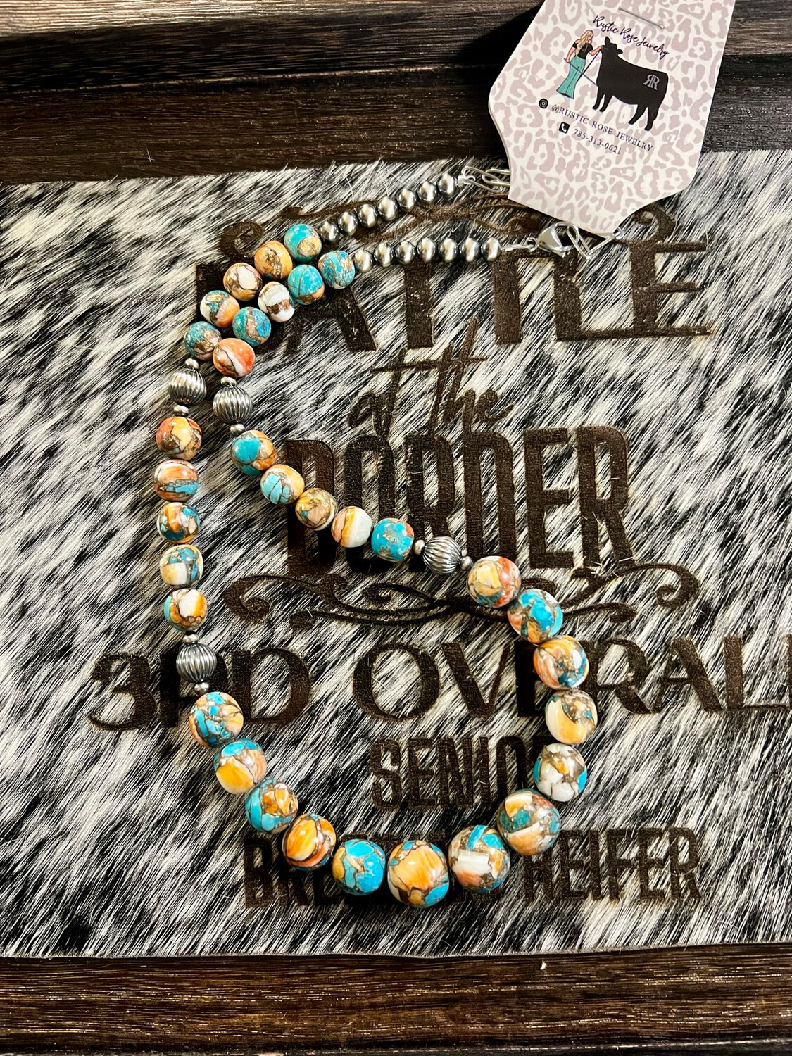 Spiny Oyster/Kingman Turquoise &amp; Navajo Pearls