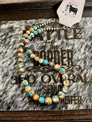 Spiny Oyster/Kingman Turquoise & Navajo Pearls