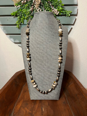 Wood Jasper & Navajo Pearls