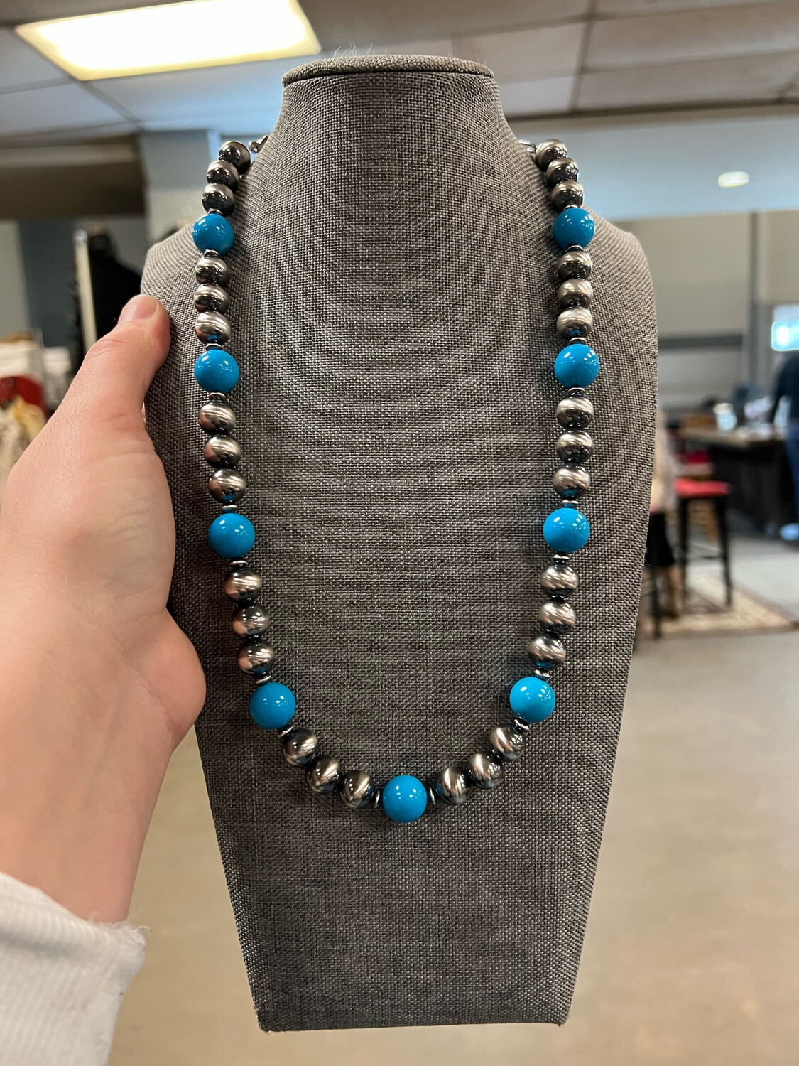 Sleeping Beauty Turquoise &amp; 10 mm Navajo Pearls