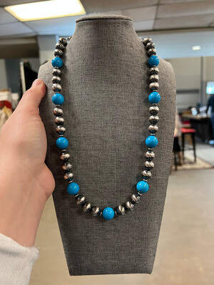 Sleeping Beauty Turquoise & 10 mm Navajo Pearls