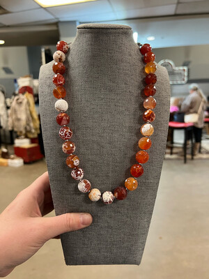 Fire Agate &amp; 3 mm Navajo Pearls