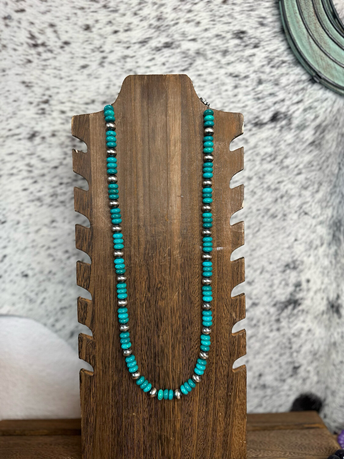 Kingman Turquoise &amp; 10mm Navajo Pearls