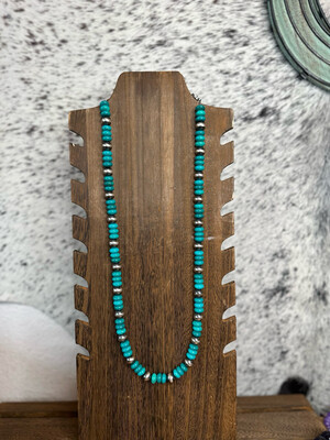 Kingman Turquoise & 10mm Navajo Pearls