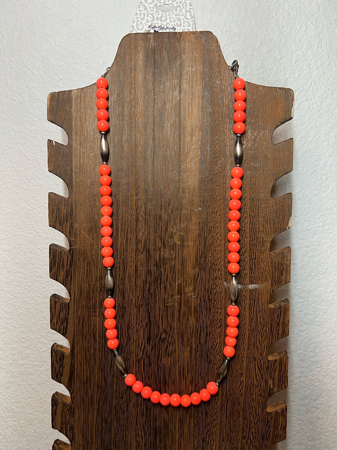 Neon Orange Glass Beads &amp; Navajo Pearls