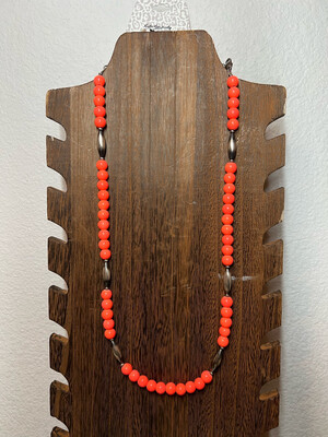 Neon Orange Glass Beads & Navajo Pearls