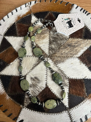 Faux Navajo Pearls &amp; Green Rhyolite