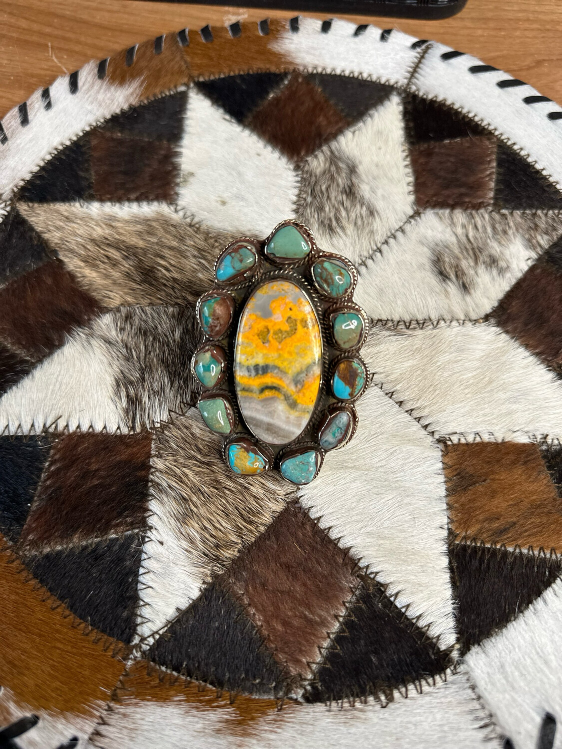 Bumble Bee Jasper &amp; Kingman Turquoise Ring
