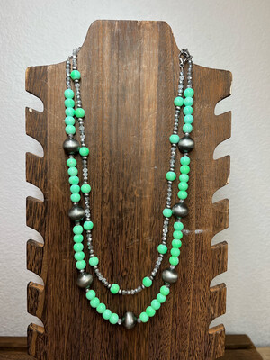 Opal, Neon Green Glass &amp; Faux Navajo Pearls (2 Separate)