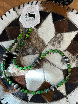 Green Matrix Turquoise &amp; Faux Navajo Pearls