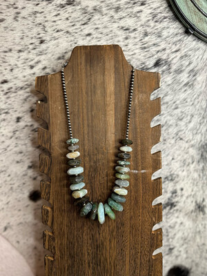 Navajo Pearls &amp; Green Agate Moss