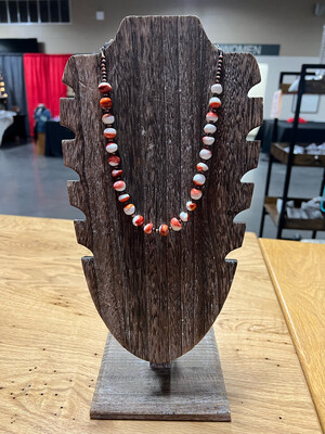 Orange Spiny Oyster &amp; Faux Copper Navajo Pearls