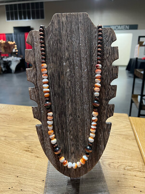 Orange Spiny Oyster &amp; Faux Copper Navajo Pearls