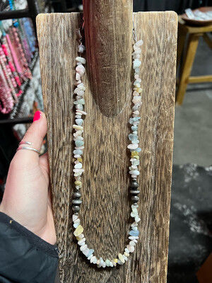Colored Agate & Faux Navajo Pearls + Bracelet