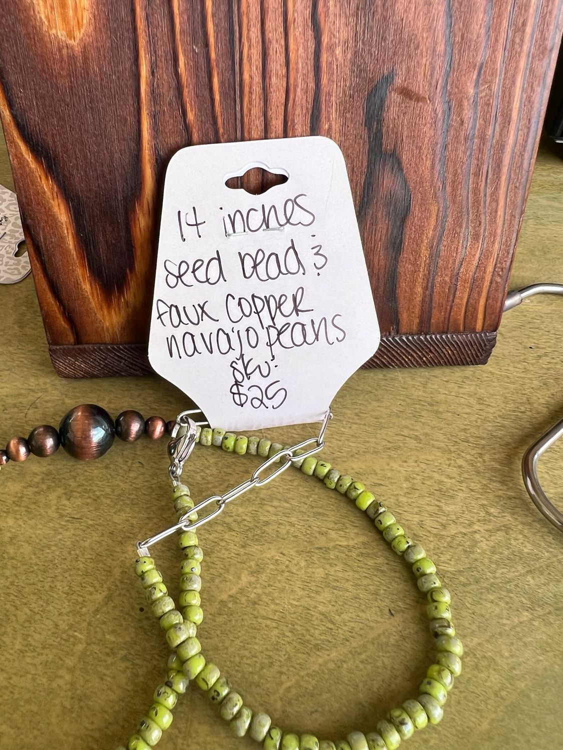 Seed Beads &amp; Faux Copper Navajo Pearls