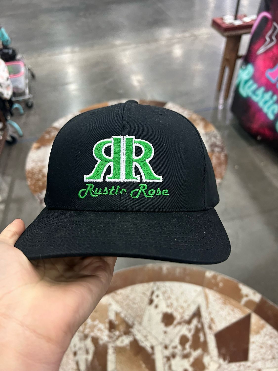 Black &amp; Green Structured RR Hat