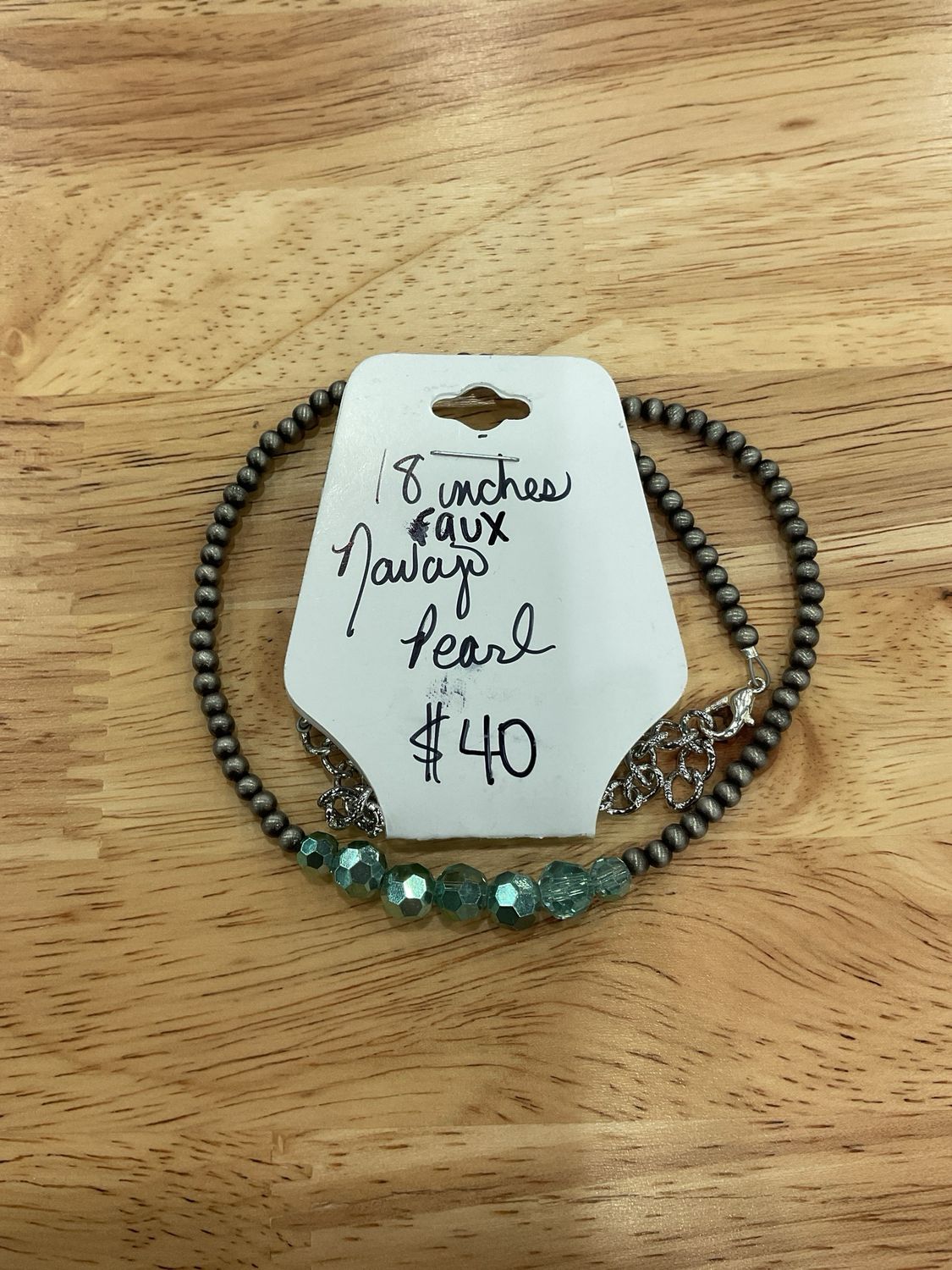 Faux Navajo Pearls &amp; Green Crystals