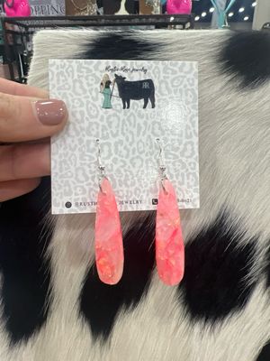 Neon Pink Stone Earrings
