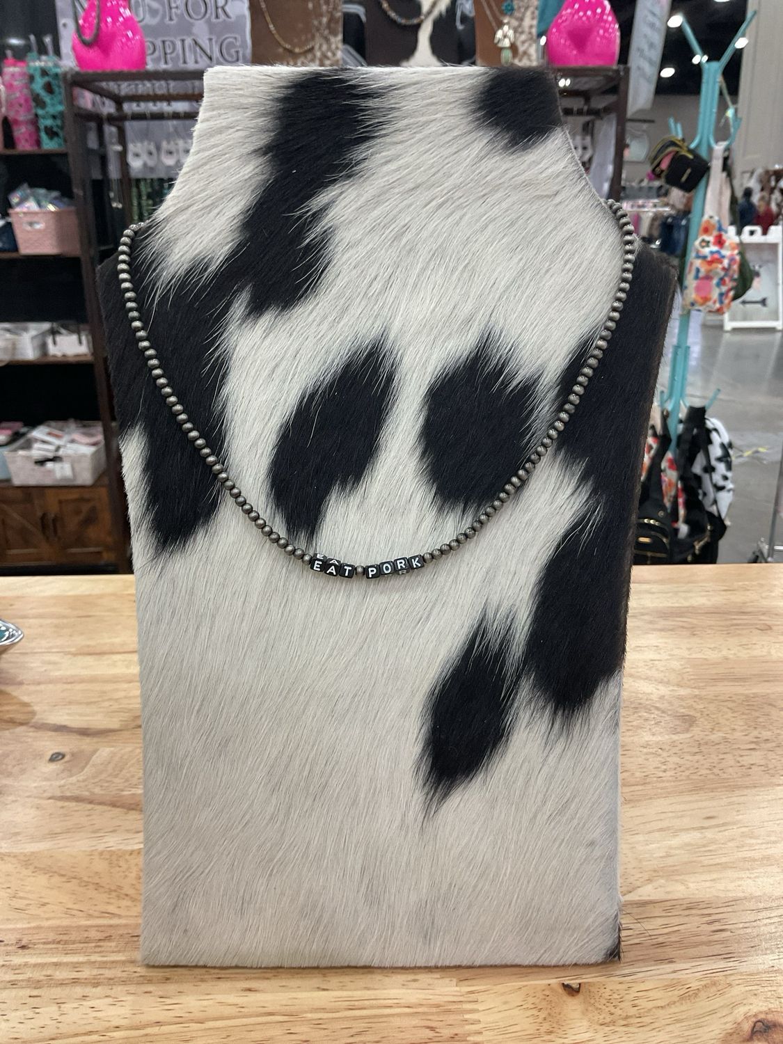 Faux Navajo Pearls &quot;Eat Pork&quot;