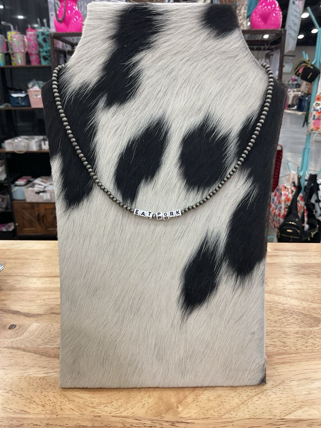 Faux Navajo Pearls &quot; Eat Pork&quot;