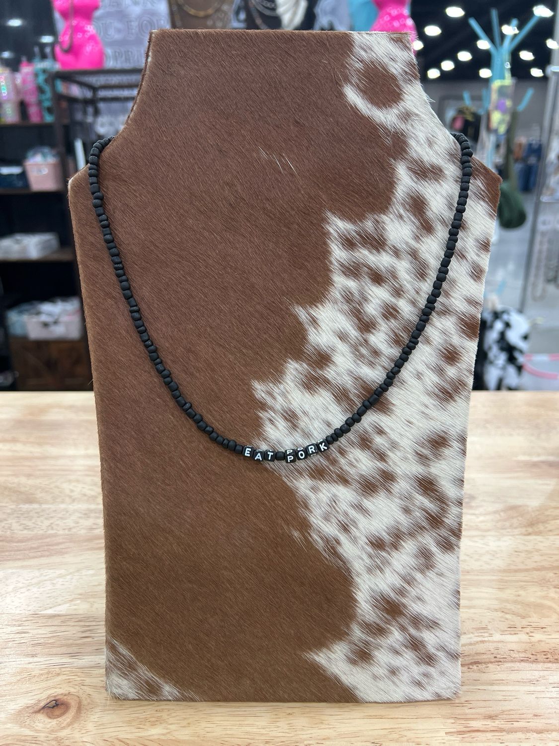 Black Seed Bead “Eat Pork”