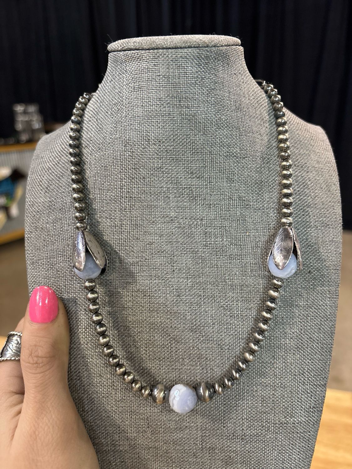 Agate, Vintage Metal &amp; Navajo Pearls