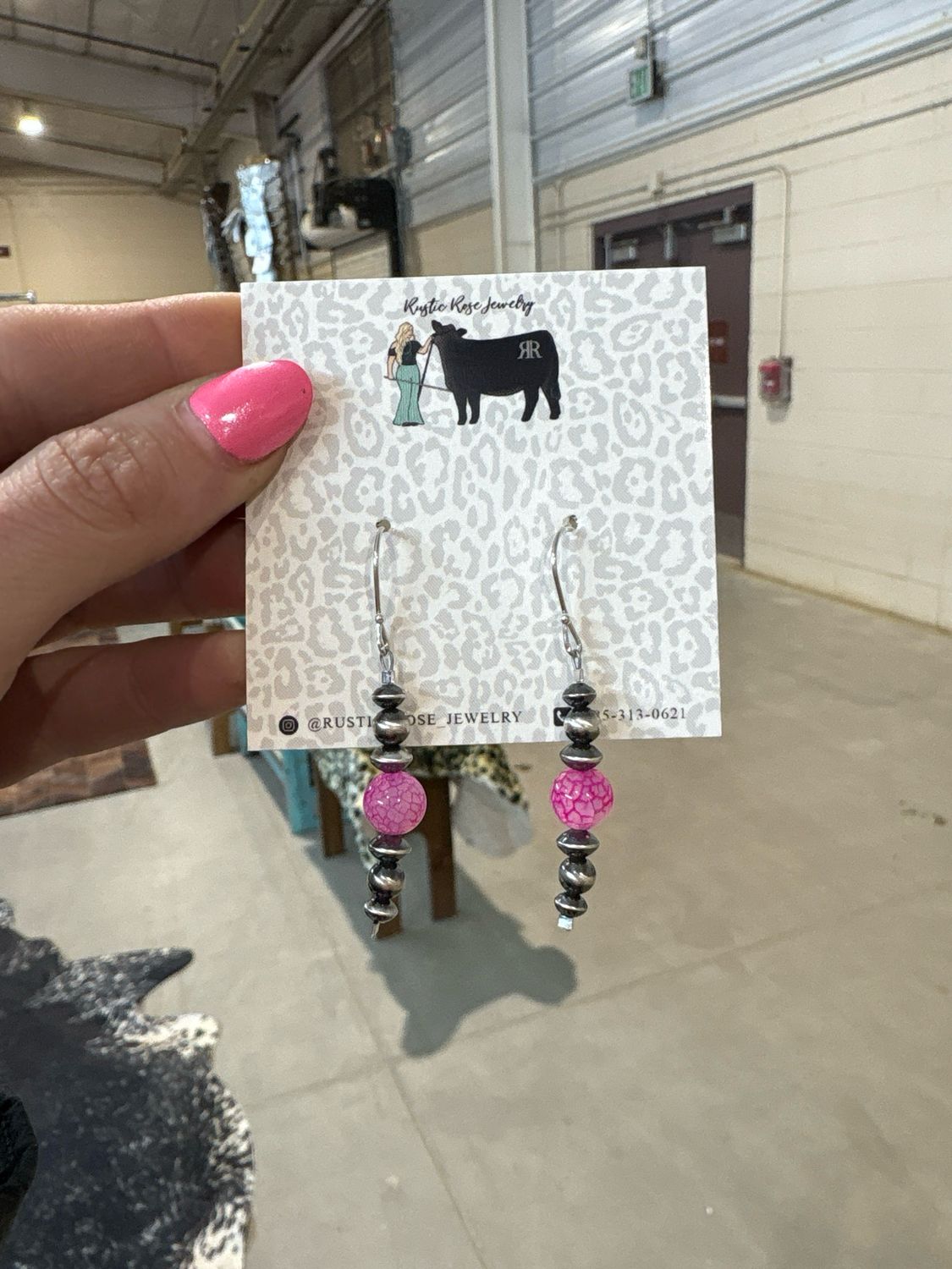 Watercolor Stone &amp; Navajo Pearl Earrings