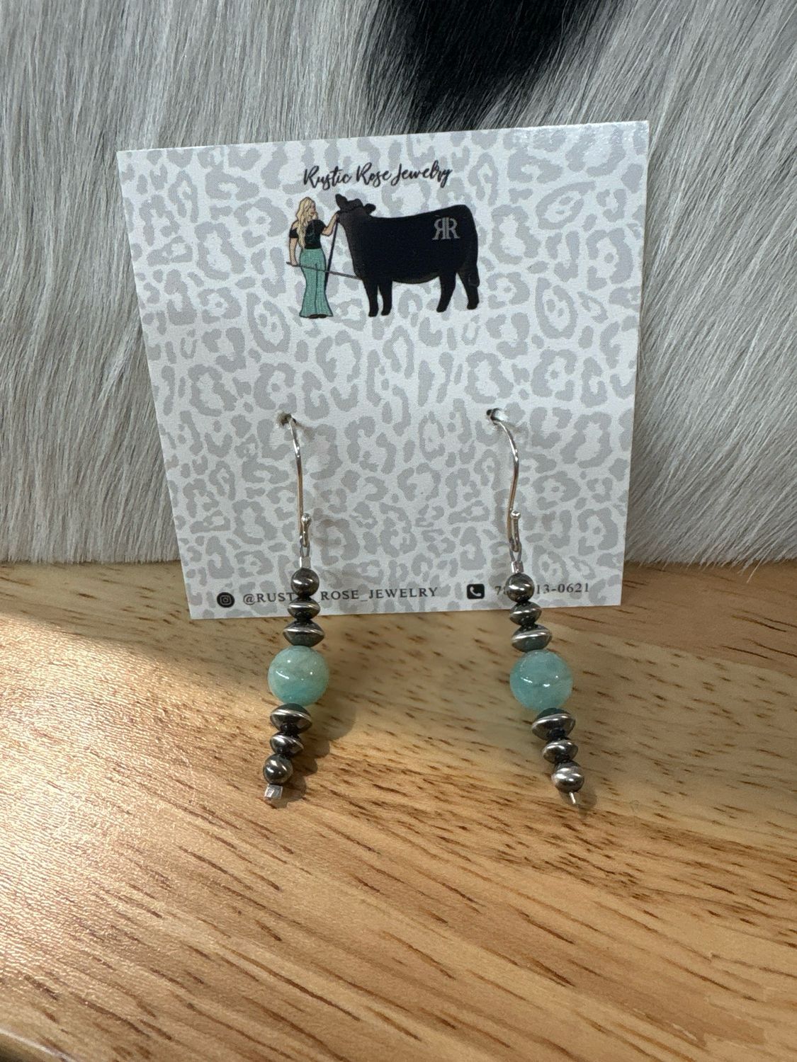 Amazonite &amp; Navajo Pearl Earrings