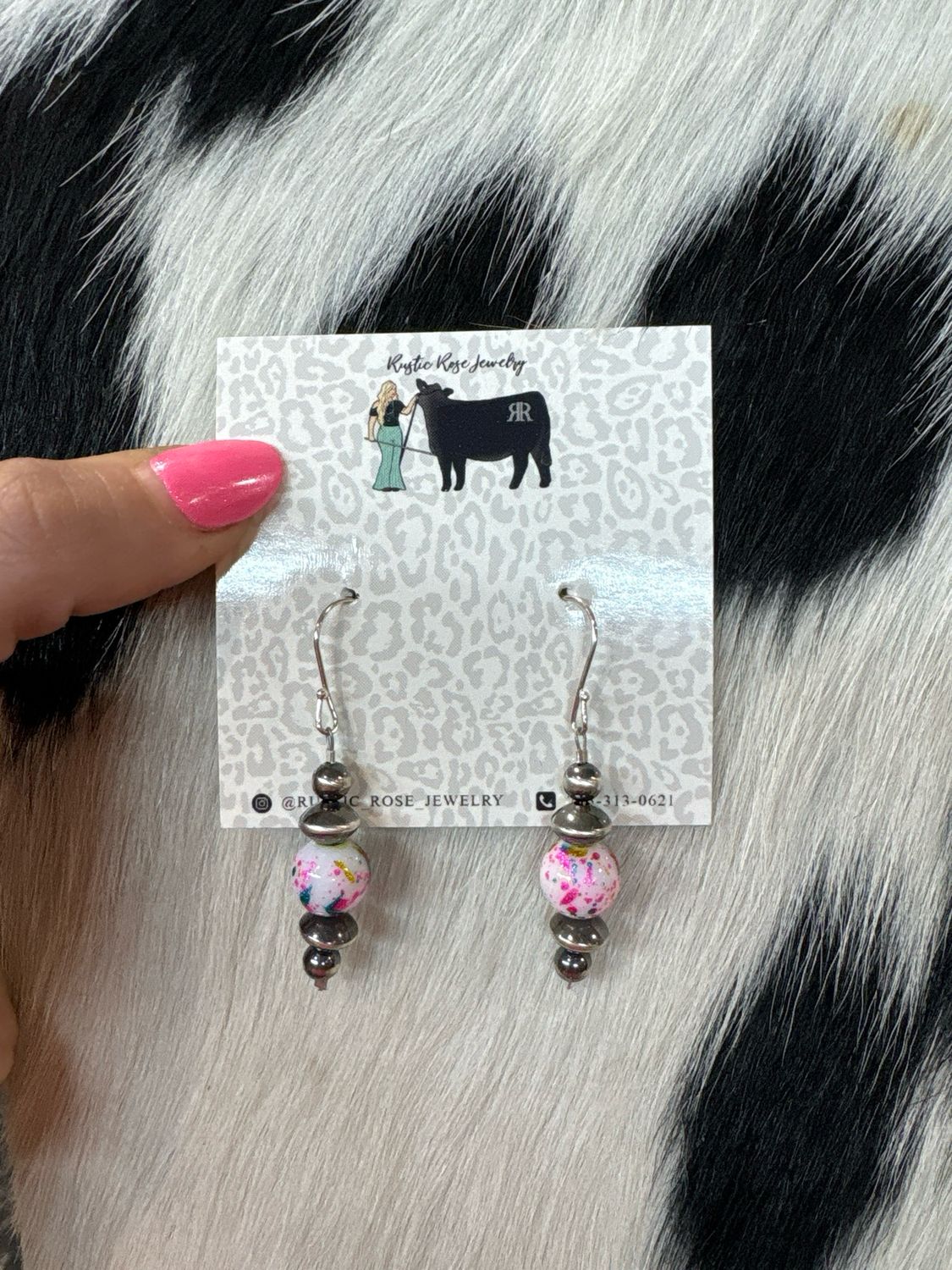 Splatter Paint &amp; Navajo Pearl Earrings