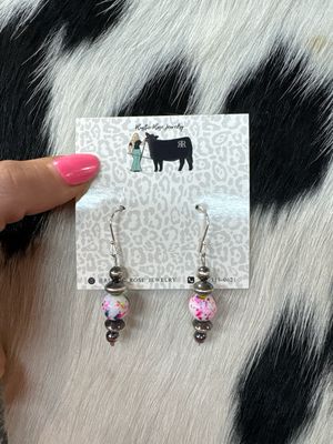 Splatter Paint &amp; Navajo Pearl Earrings