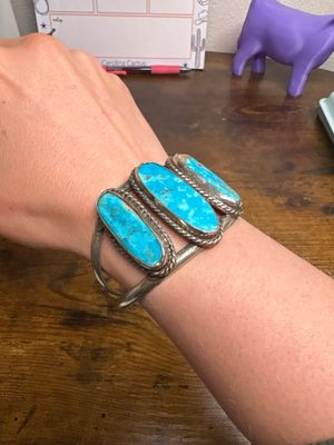 3 Stone Large Turquoise Cuff