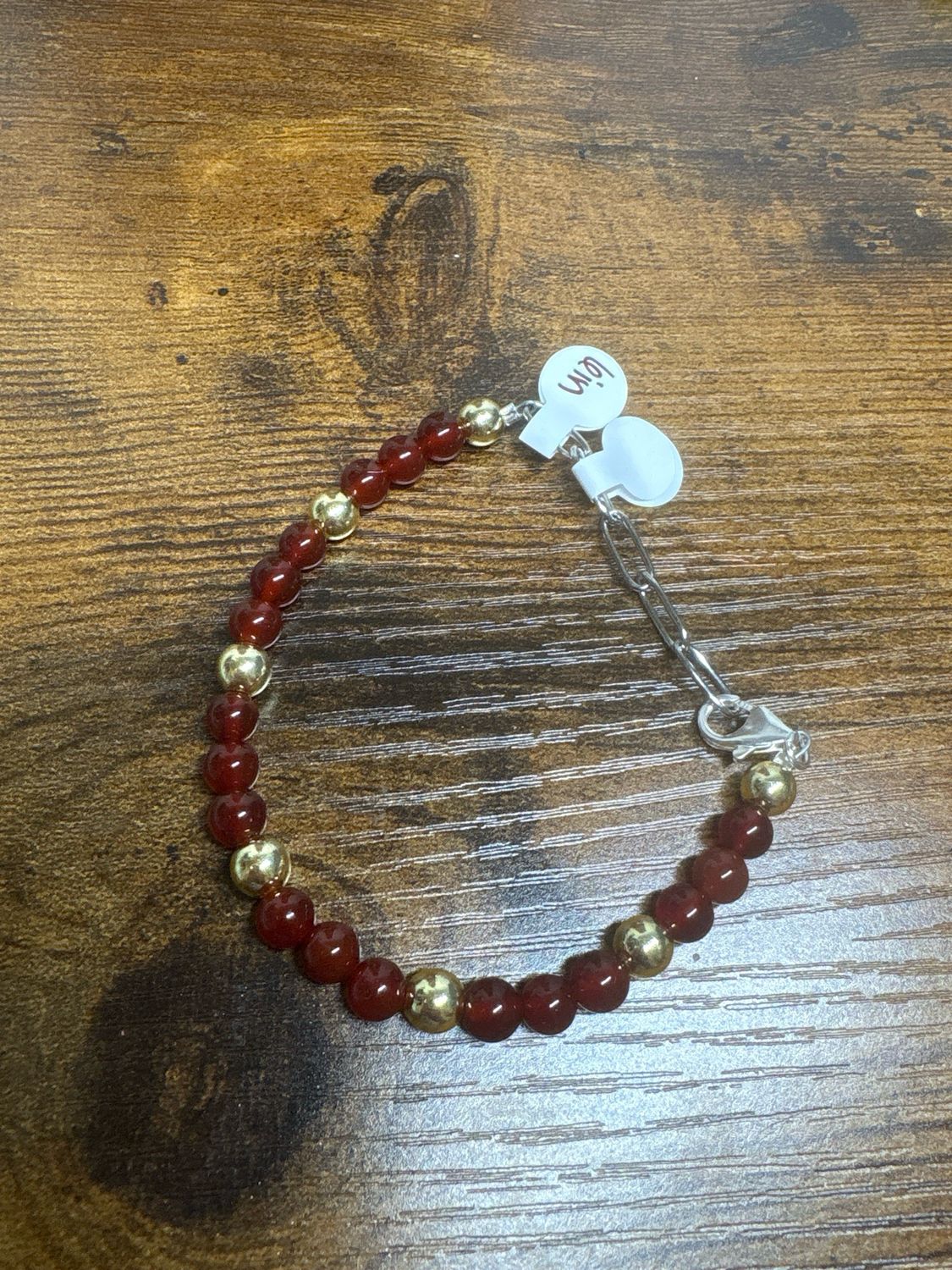 Carnelian &amp; Gold Hematite Bracelet