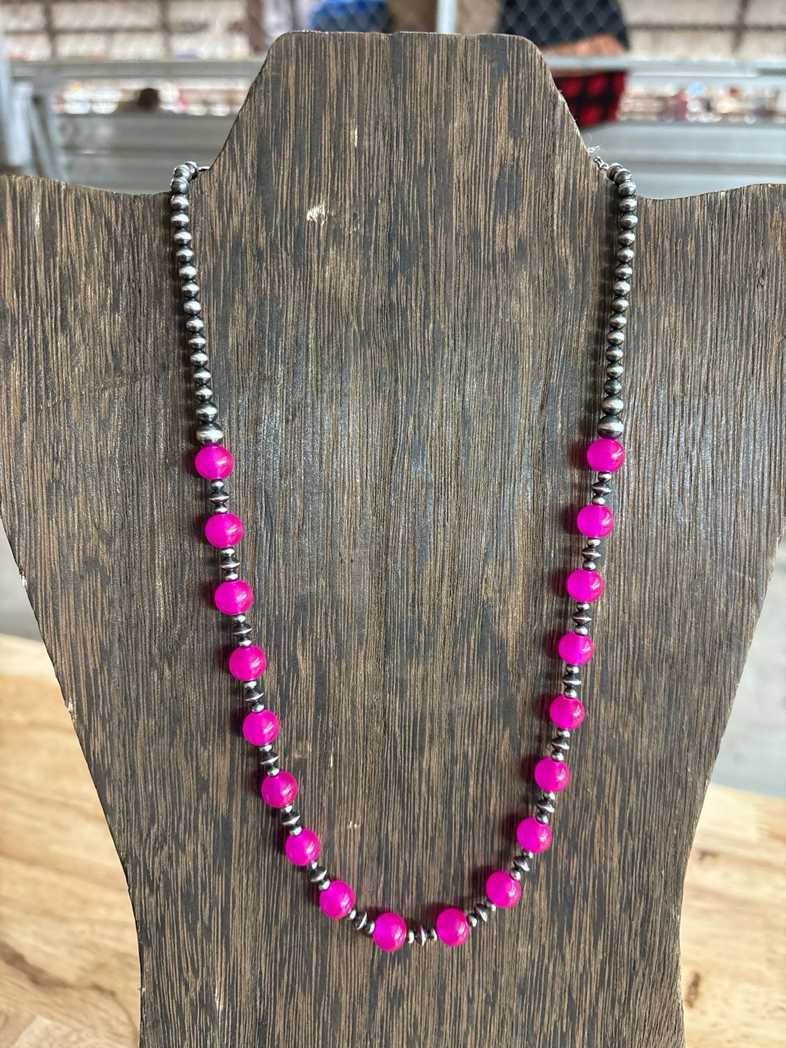 Hot Pink Jasper &amp; Navajo Pearls