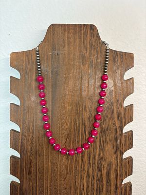 Hot Pink Jasper &amp; Navajo Pearls