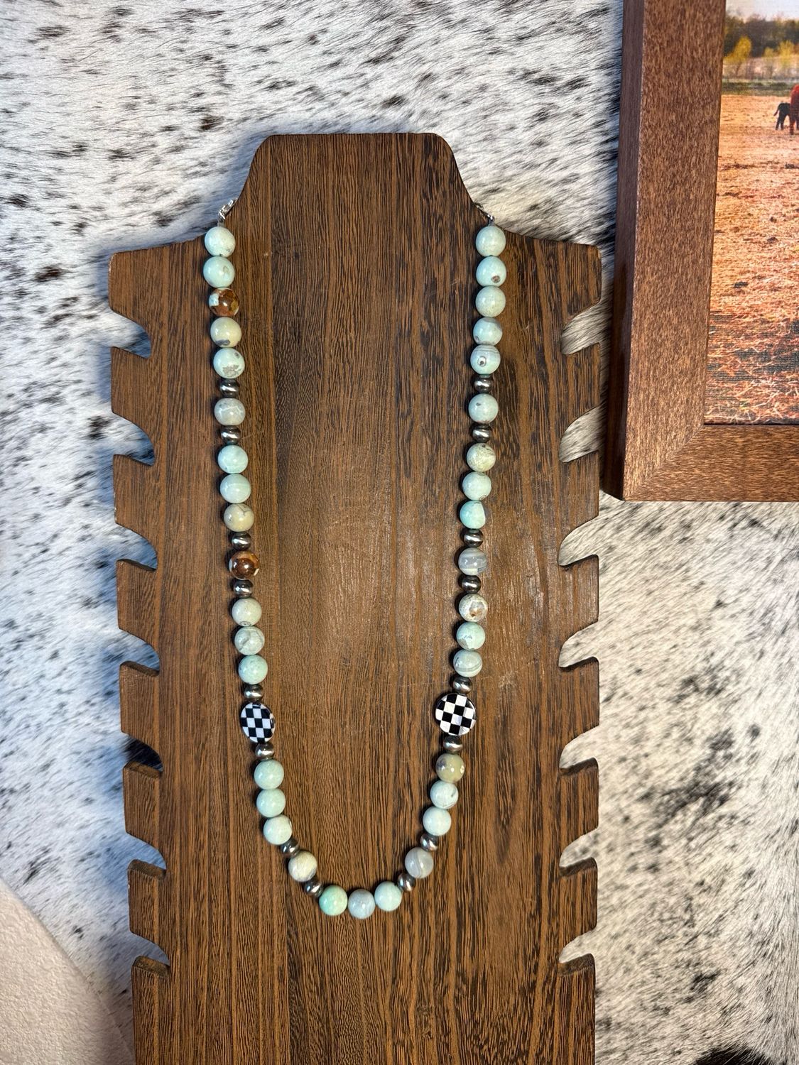 Amazonite, Checkered, &amp; 8mm Navajo Pearls