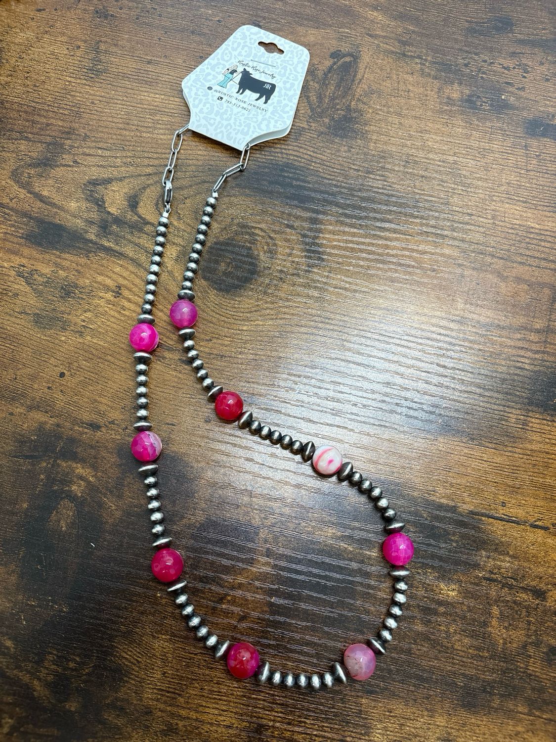 Hot Pink Jasper &amp; Navajo Pearls