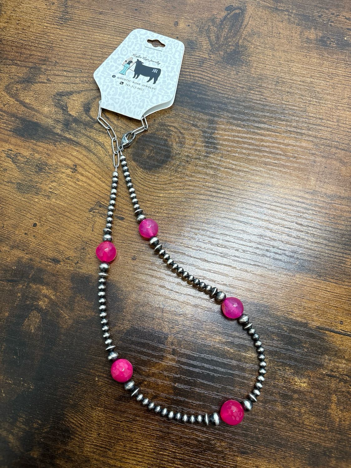 Hot Pink Jasper &amp; Navajo Pearls