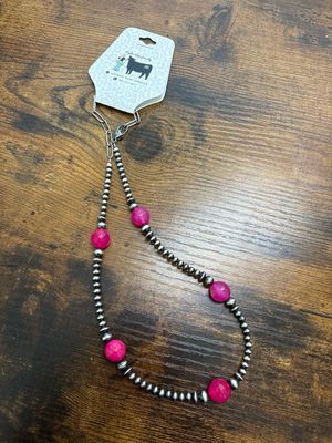 Hot Pink Jasper &amp; Navajo Pearls