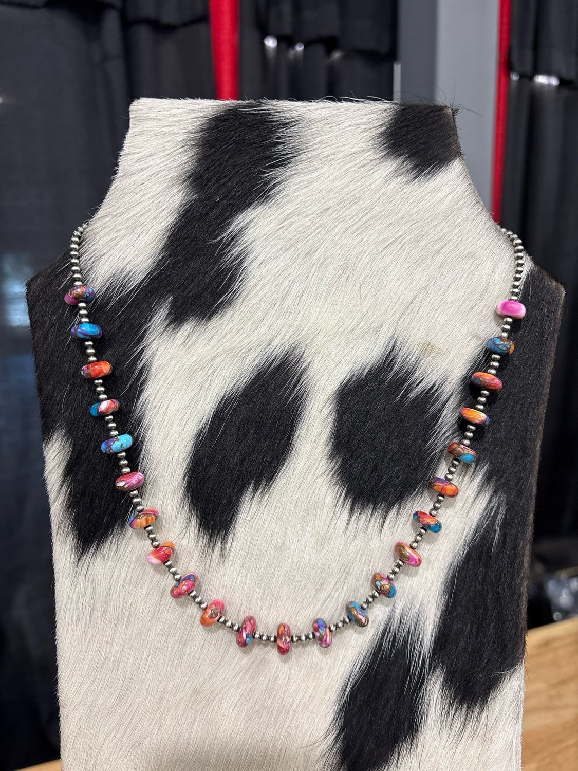 Pink/ Orange Dahlia &amp; Navajo Pearls
