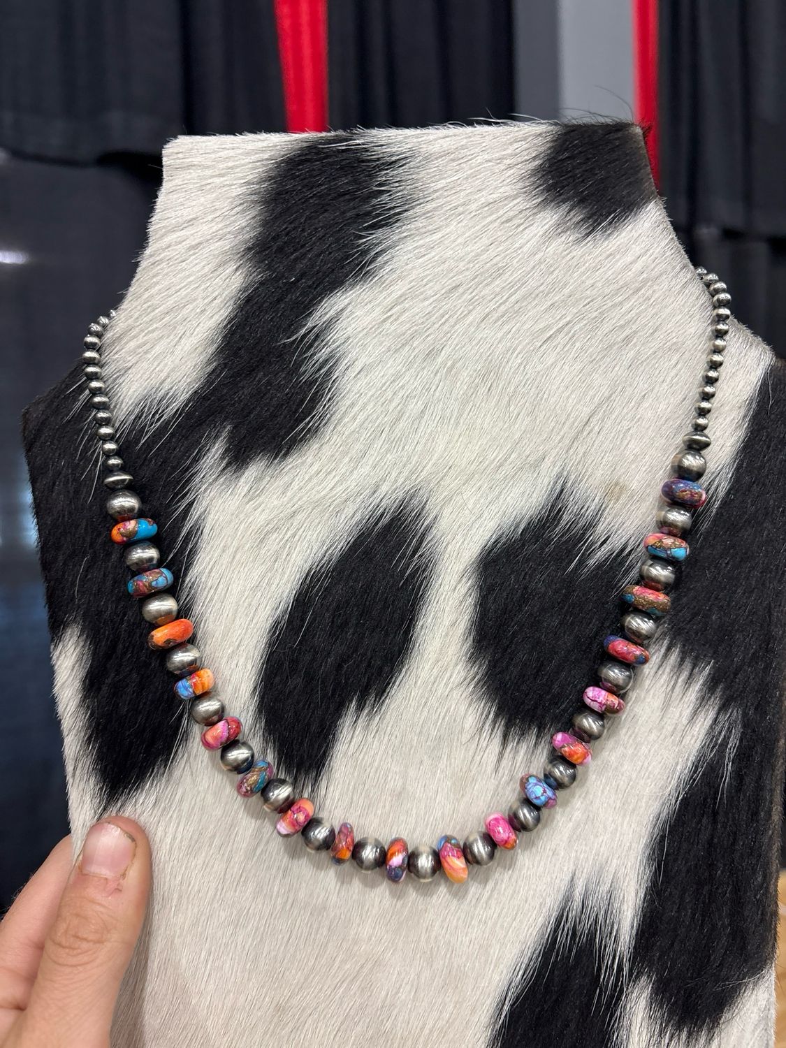 Pink/ Orange Dahlia &amp; Navajo Pearls