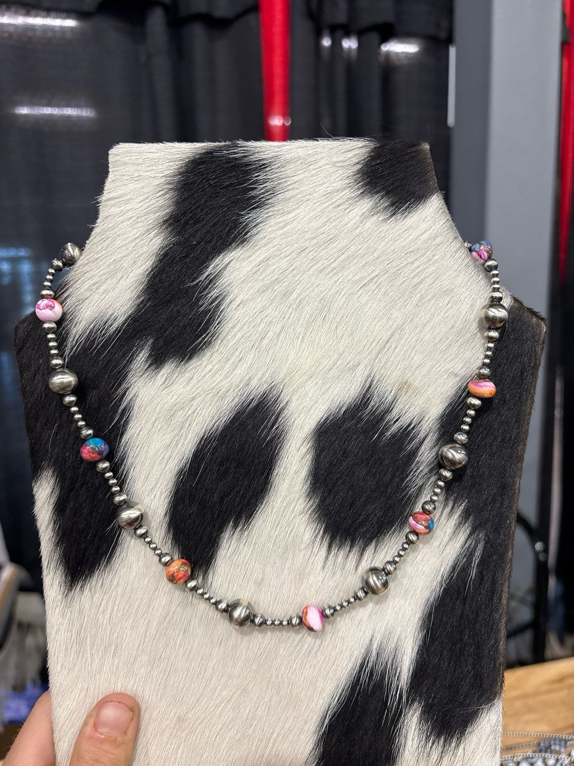 Pink/ Orange Dahlia &amp; Navajo Pearls