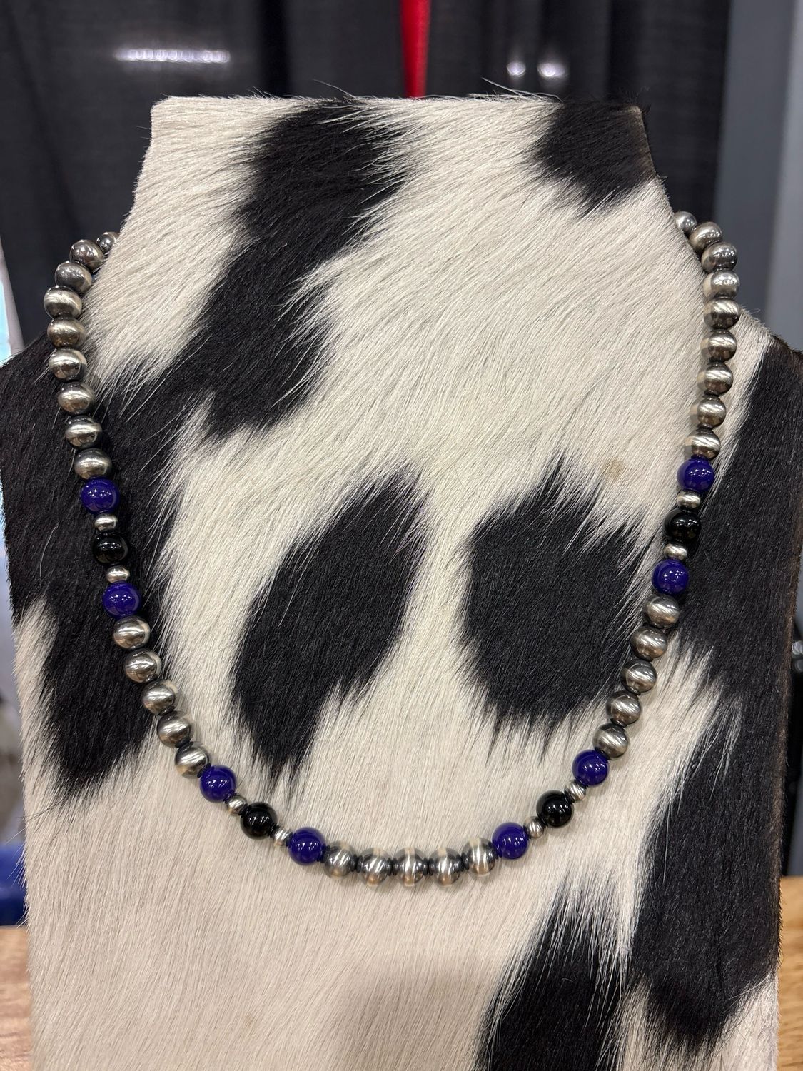 Purple &amp; Black Glass Beads With Navajo Pearls