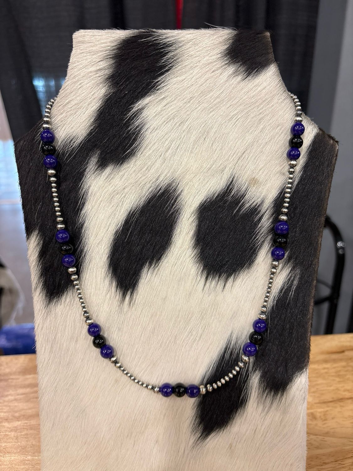 Black &amp; Purple Glass Beads With Navajo Pearls