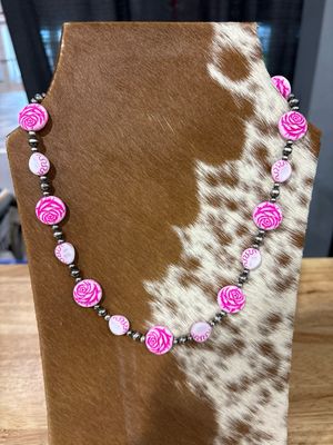 Hot Pink Flowers &amp; Navajo Pearls