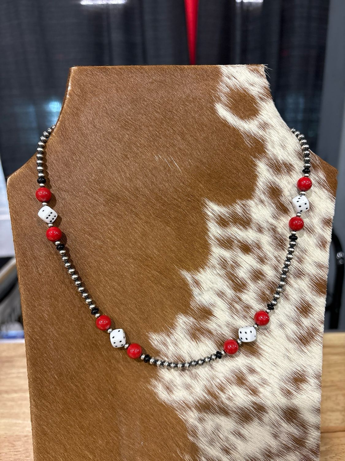 Dice, Red Glass &amp; Navajo Pearls