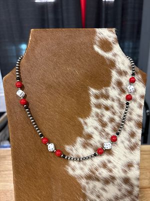 Dice, Red Glass &amp; Navajo Pearls